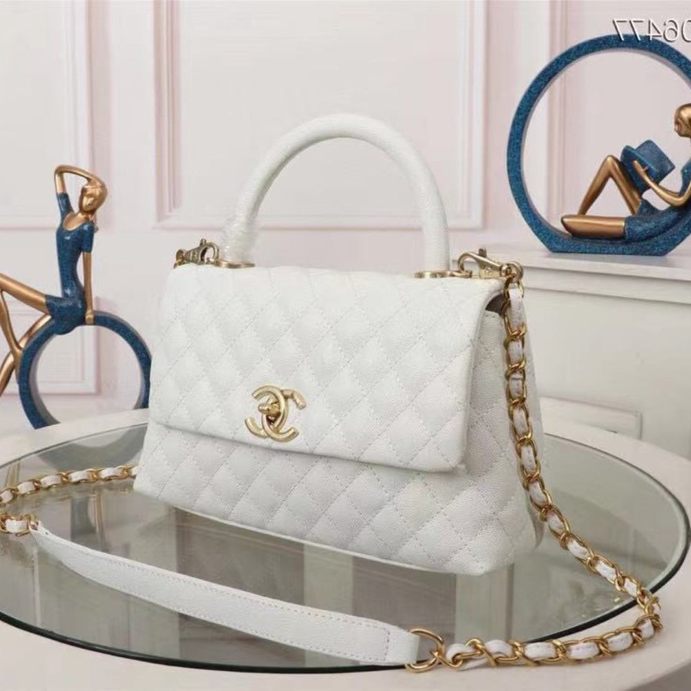 💟Caviar Quilted Small Coco Handle Flap White💟